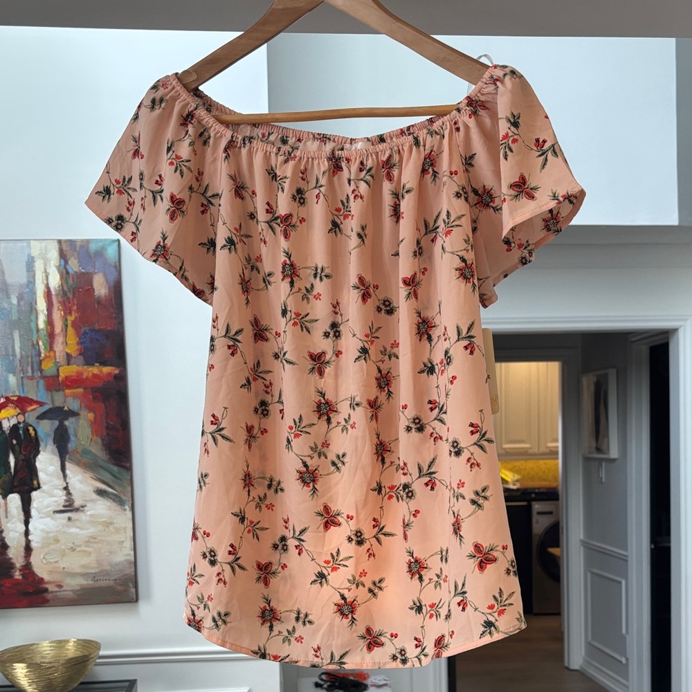 Misia Blush Floral Off-Shoulder Blouse